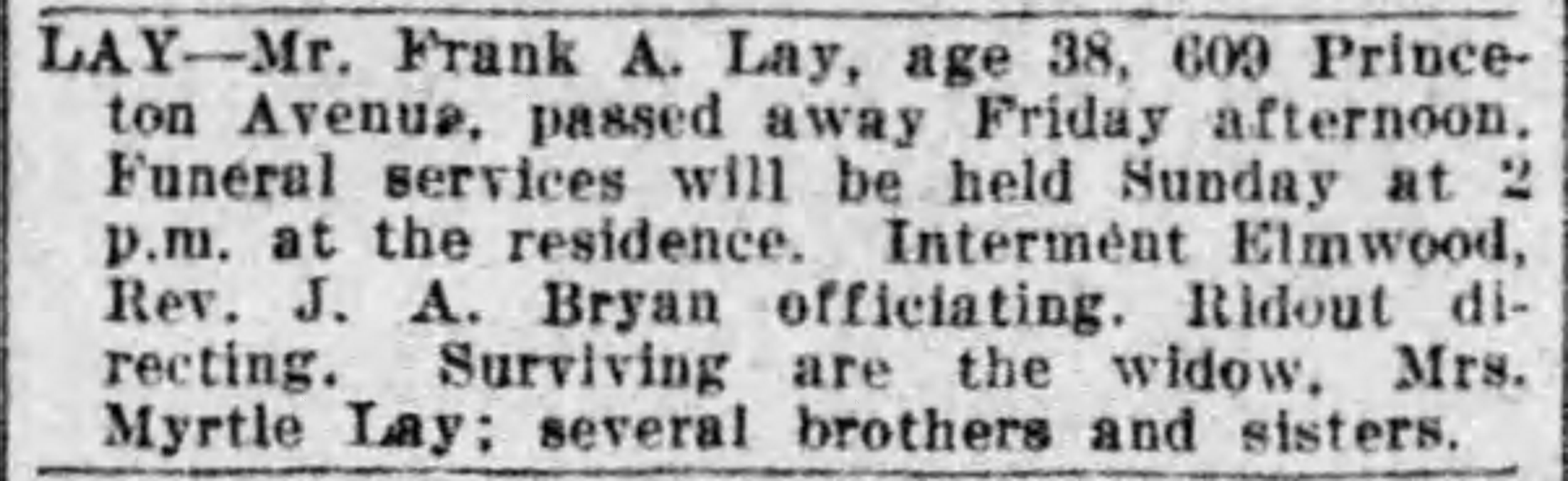 Frank A. Lay obituary